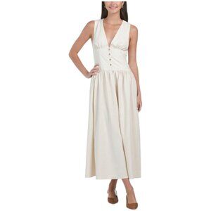 WHITE CLOSET Deep V-neck Maxi Dress